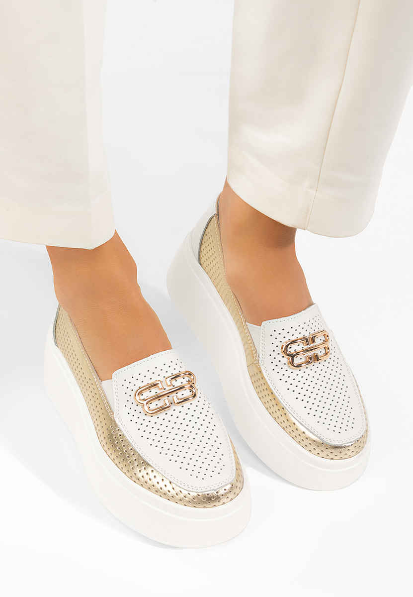 Bílé dámské kožené mokasíny Brinleya