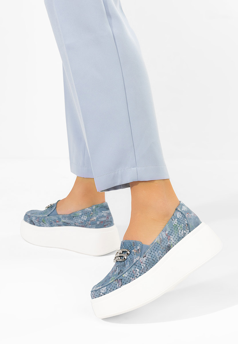 Modré dámské kožené mokasíny Brinleya