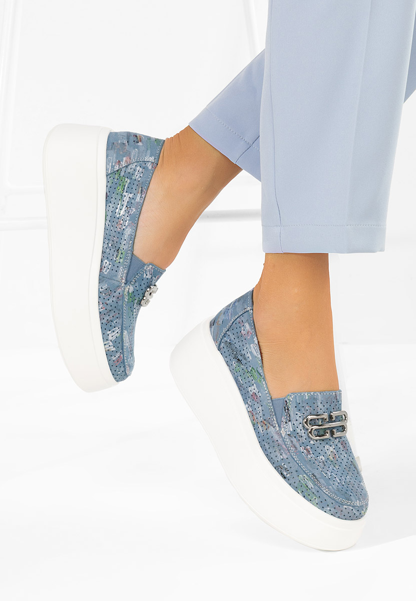 Modré dámské kožené mokasíny Brinleya