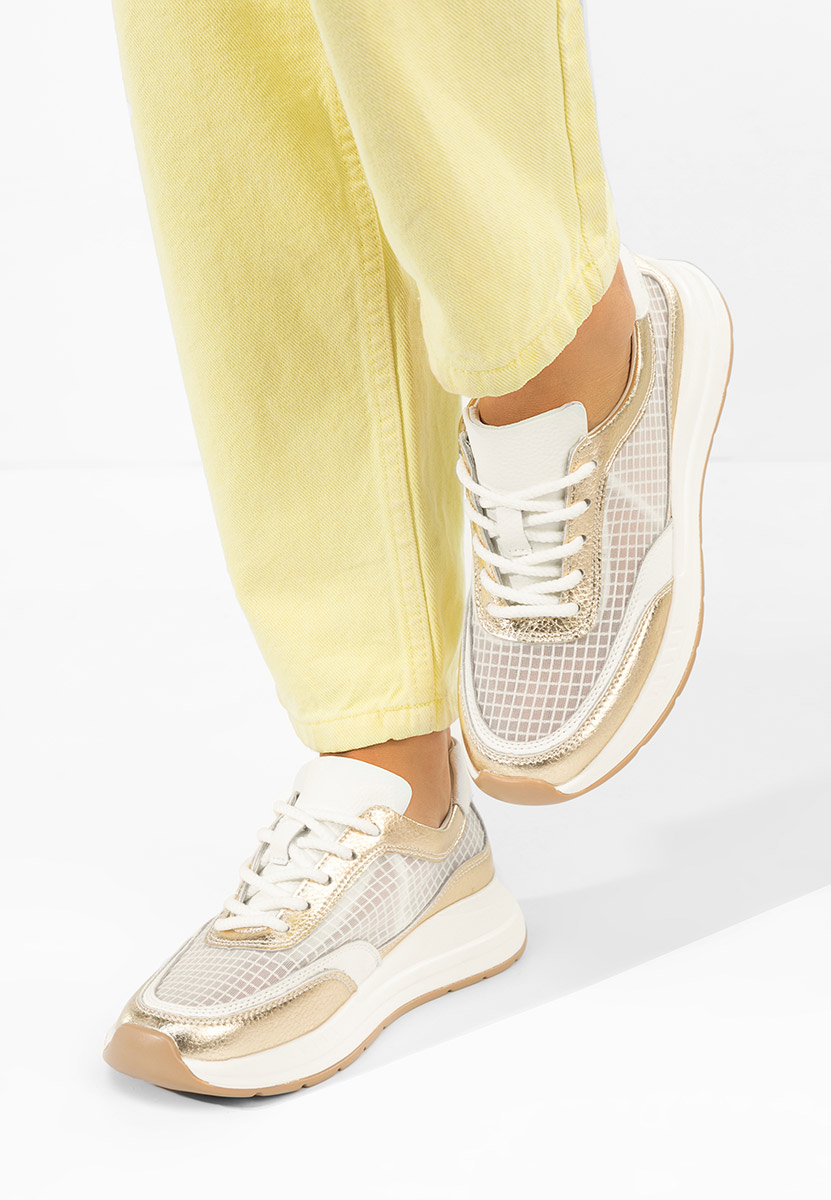 Zlaté kožené dámské sneakersy Luelia