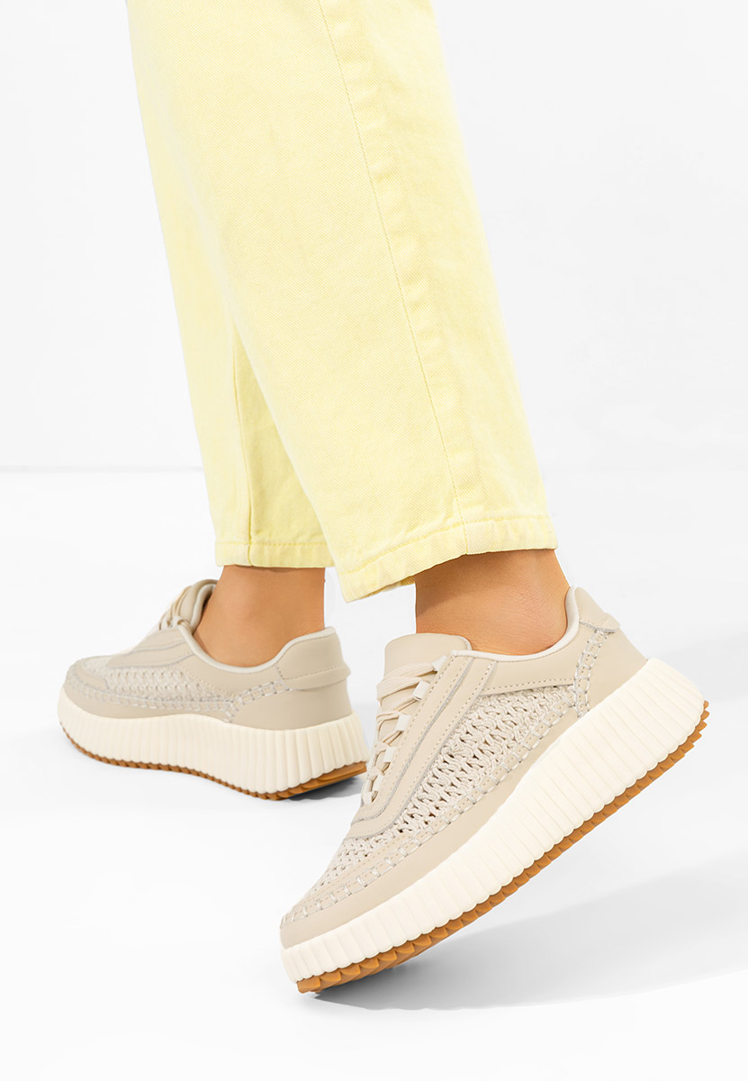 Béžové kožené dámské sneakersy Jessya V2