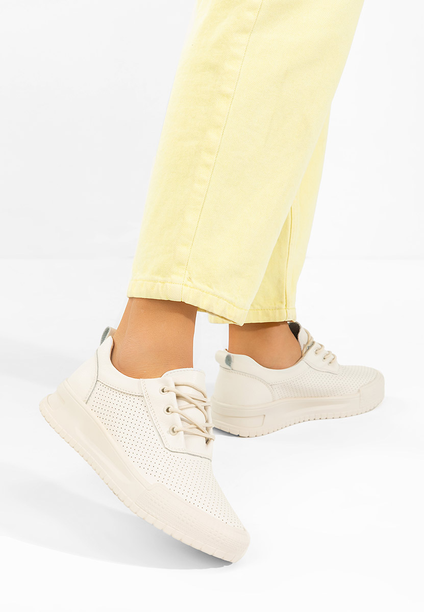 Béžové kožené dámské sneakersy Zamiya