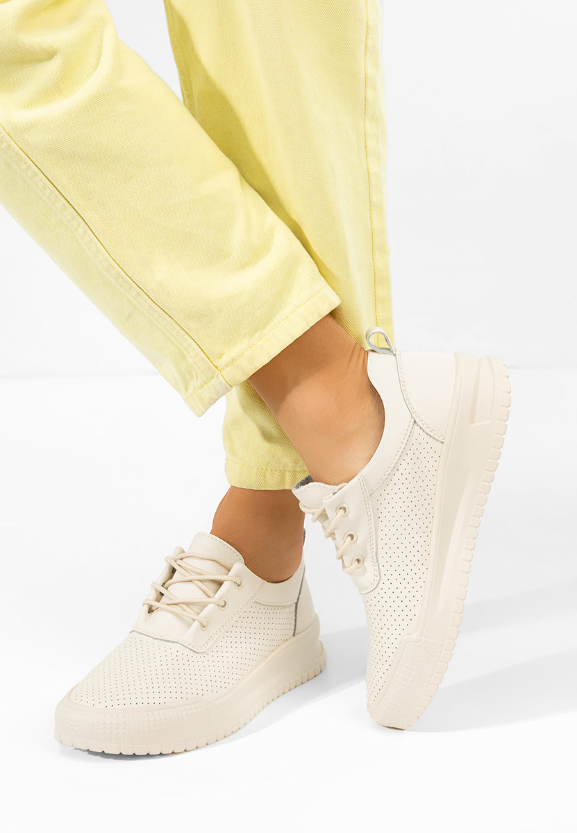 Béžové kožené dámské sneakersy Zamiya