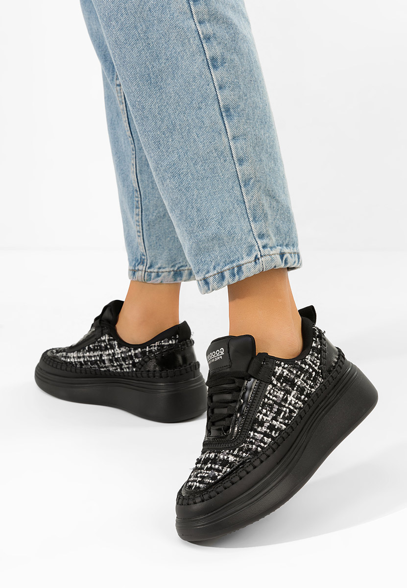 Černé kožené dámské sneakersy Elvia