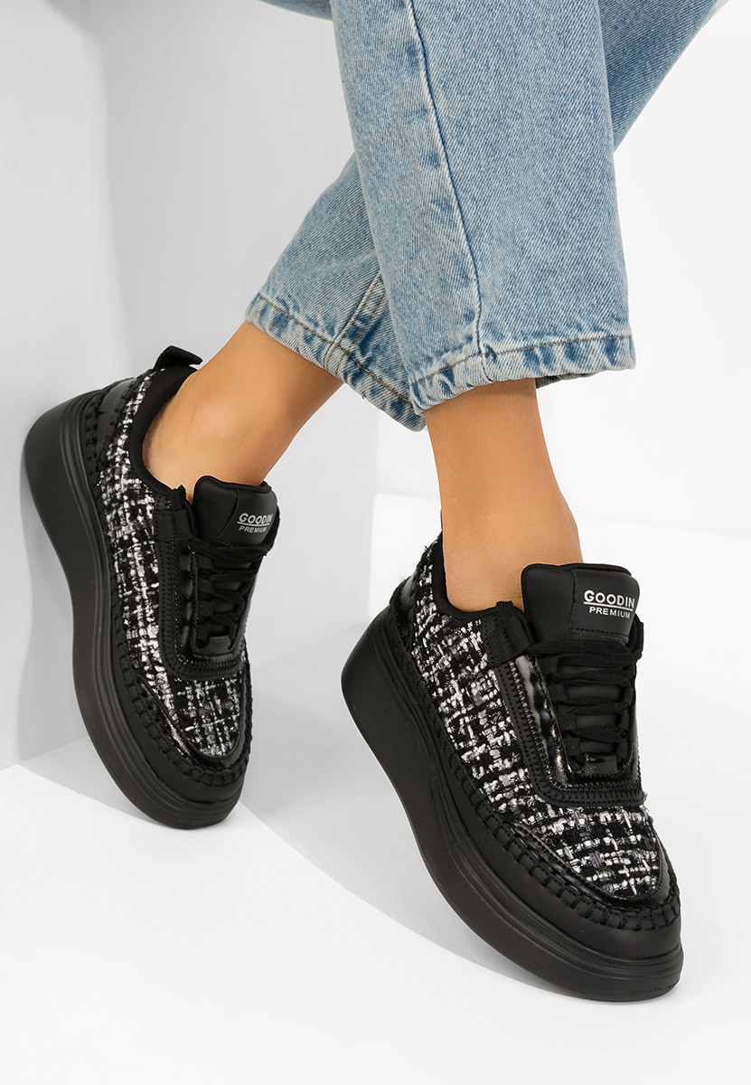 Černé kožené dámské sneakersy Elvia