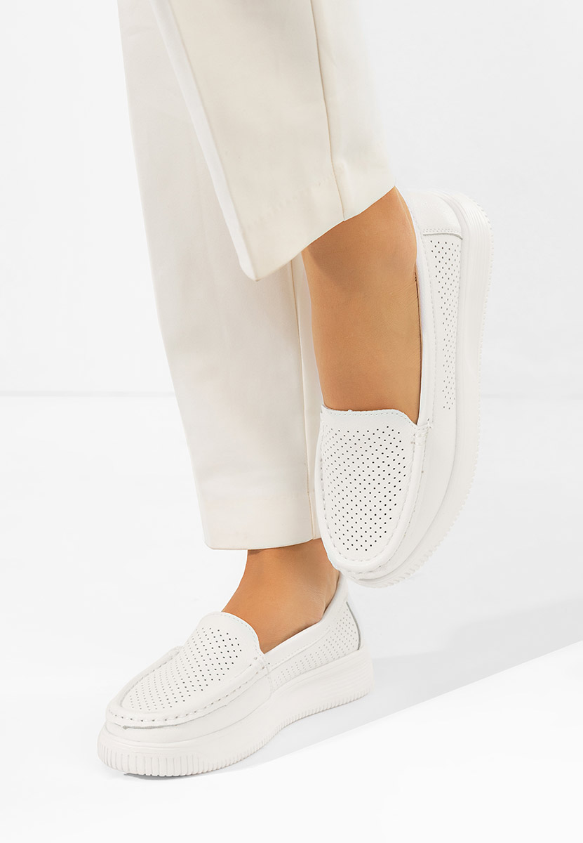 Bílé dámské kožené mokasíny Sabiria