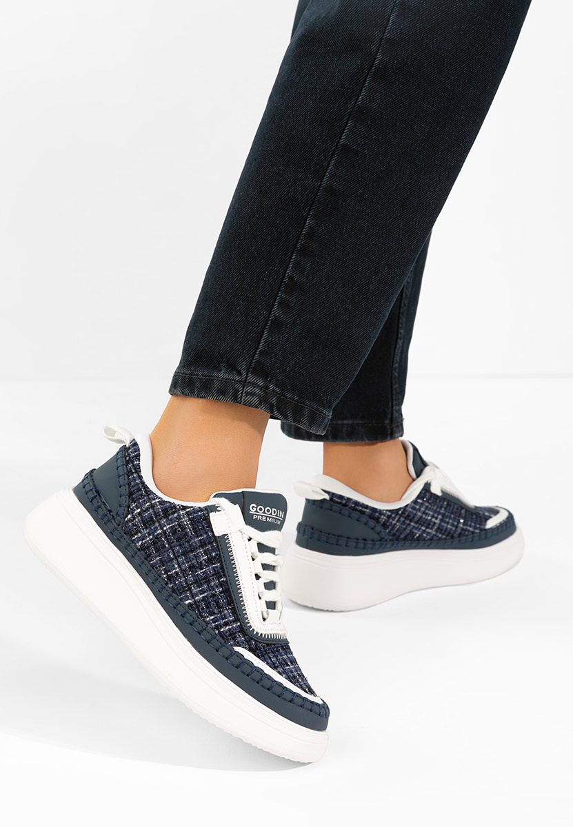 Tmavě modré kožené dámské sneakersy Elvia