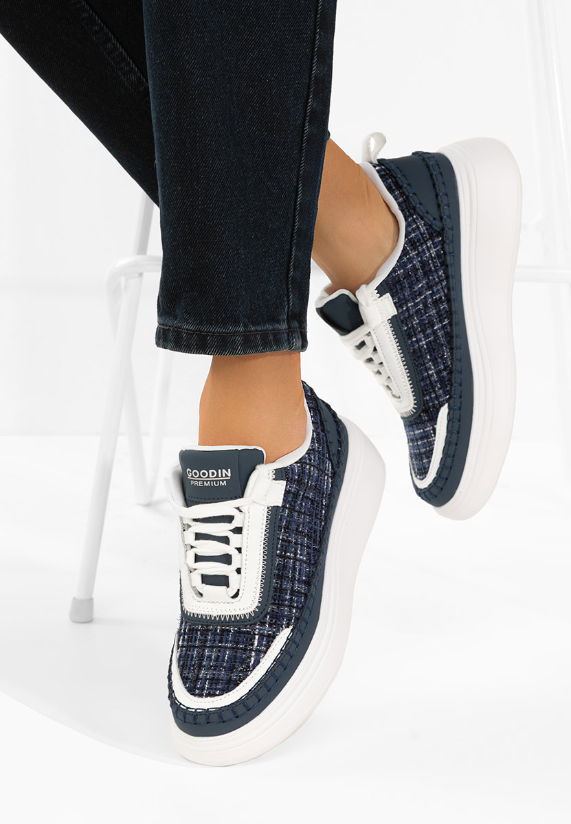 Tmavě modré kožené dámské sneakersy Elvia