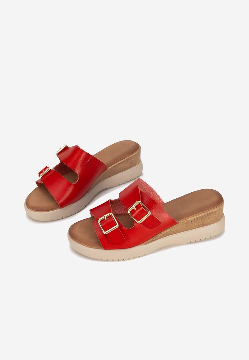 Červené pantofle na platformě Hortensia