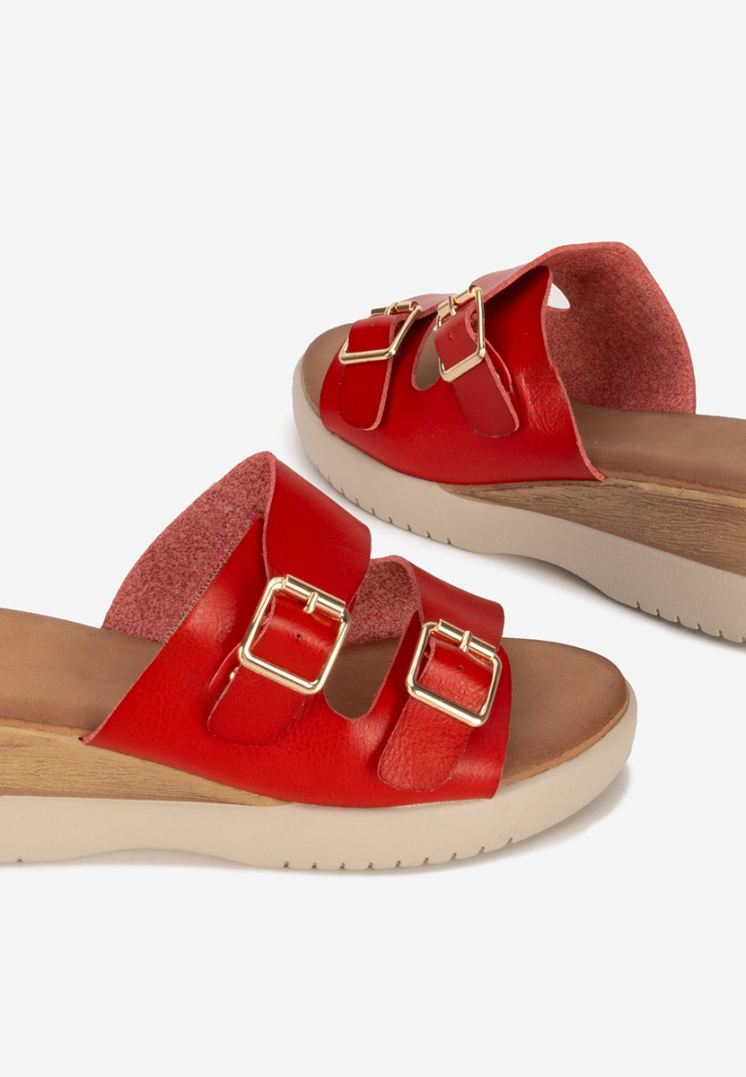 Červené pantofle na platformě Hortensia