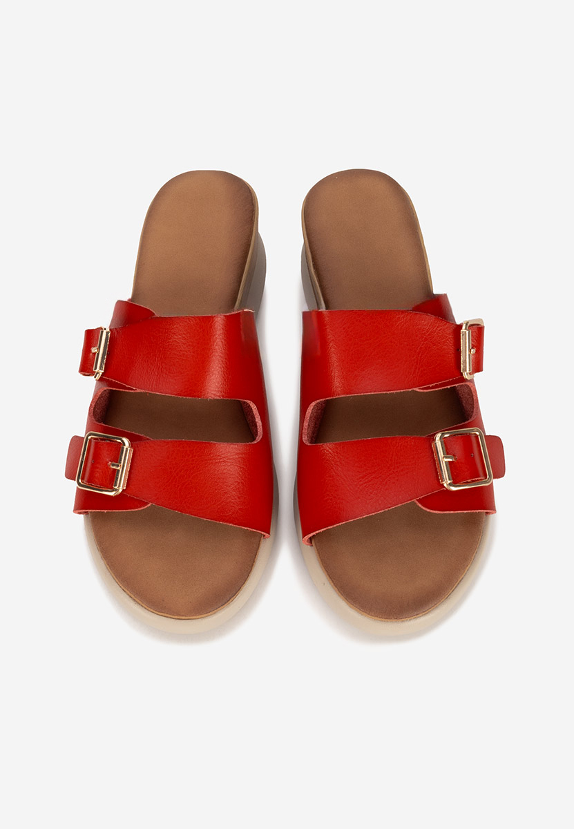 Červené pantofle na platformě Hortensia