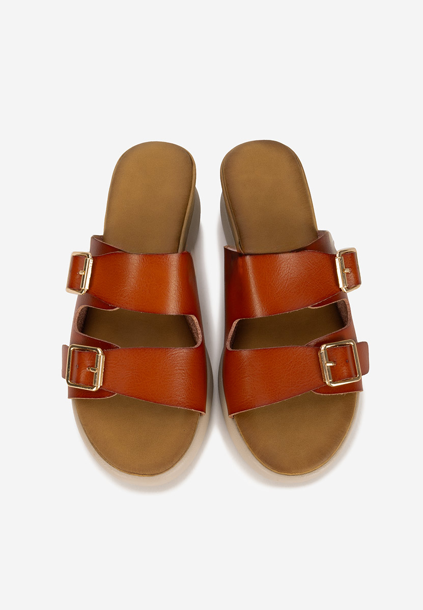 Camelové pantofle na platformě Hortensia