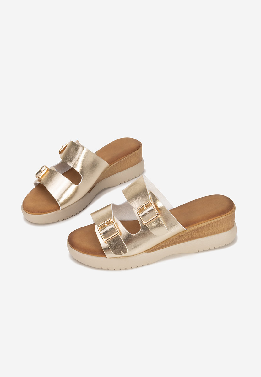 Zlaté pantofle na platformě Hortensia