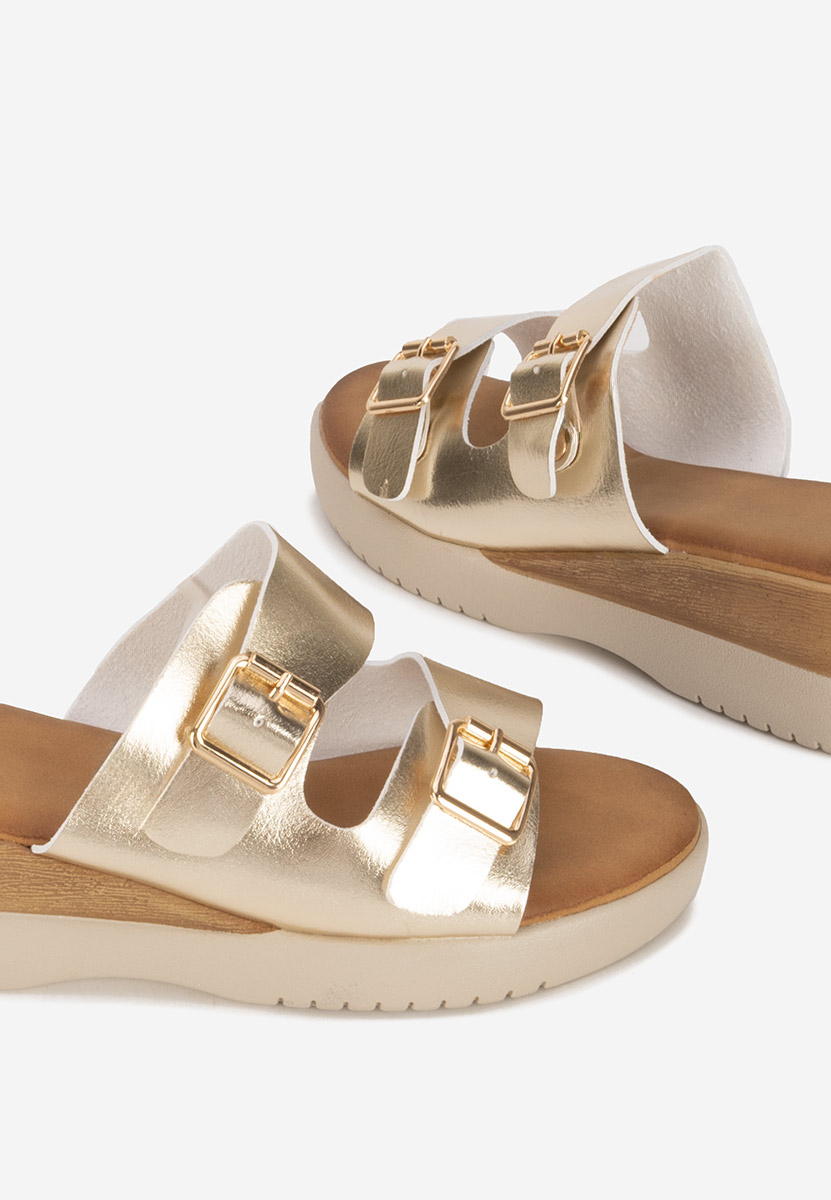 Zlaté pantofle na platformě Hortensia