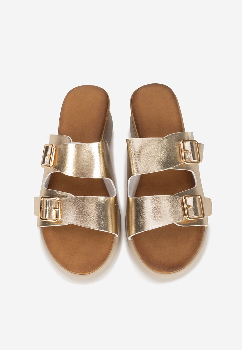 Zlaté pantofle na platformě Hortensia