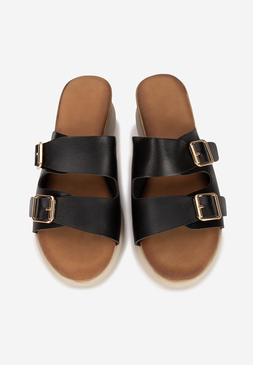 Černé pantofle na platformě Hortensia