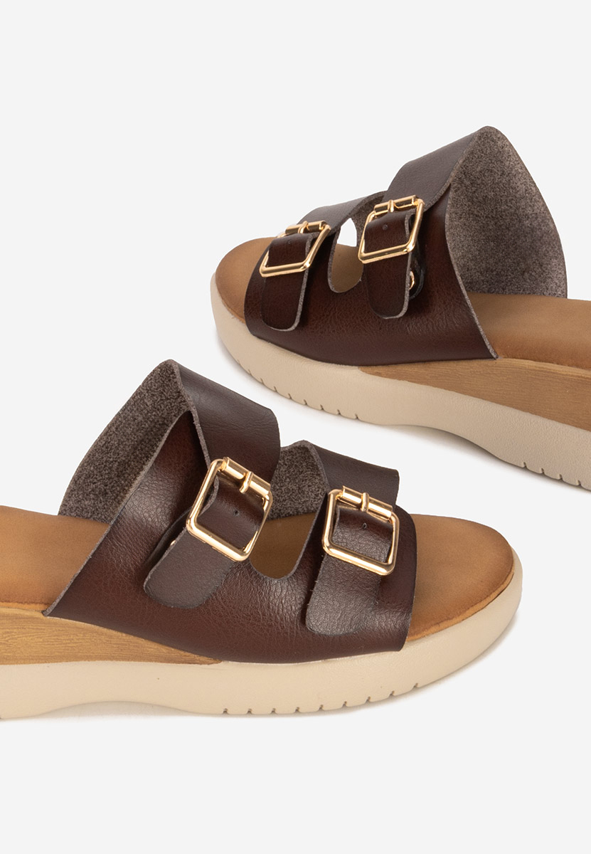 Hnedé pantofle na platformě Hortensia