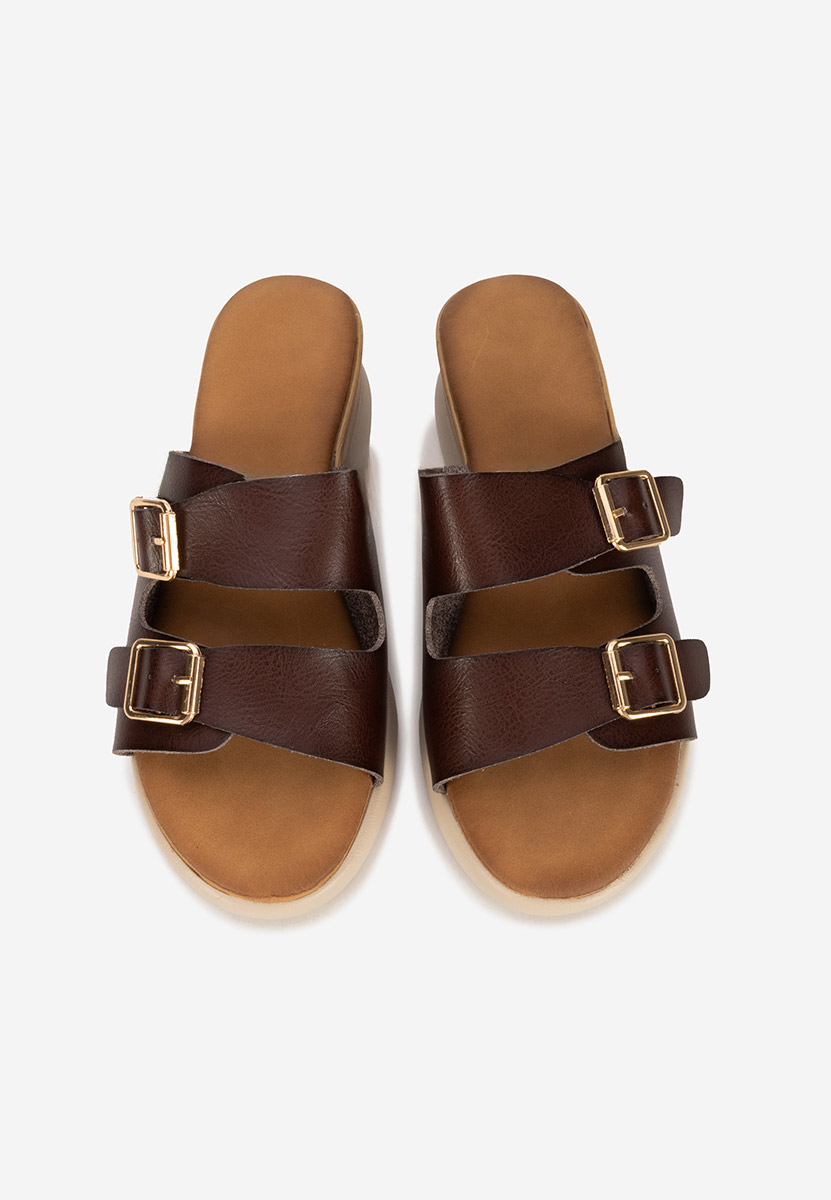 Hnedé pantofle na platformě Hortensia