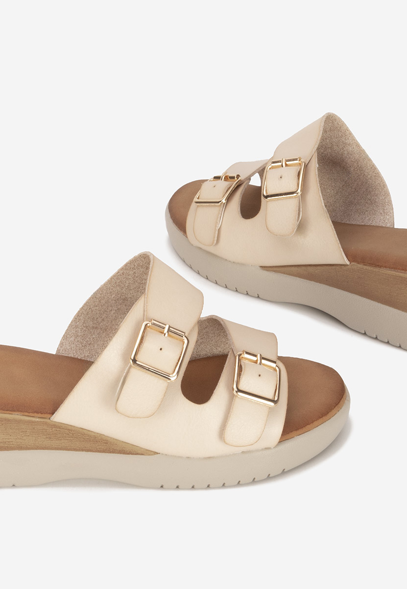 Béžové pantofle na platformě Hortensia