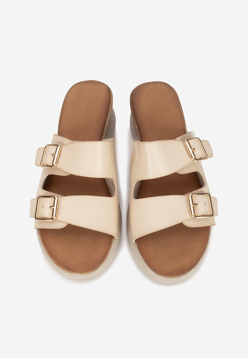 Béžové pantofle na platformě Hortensia