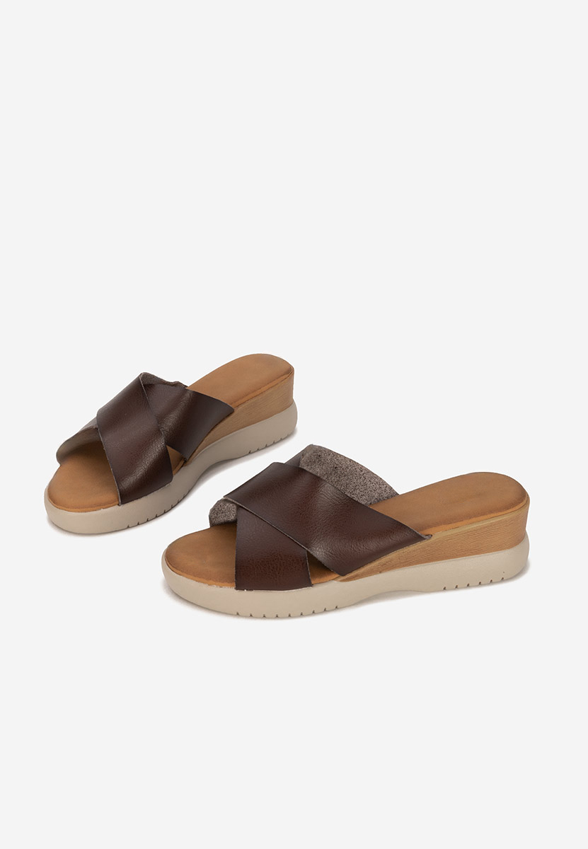 Hnedé pantofle na platformě Jadie