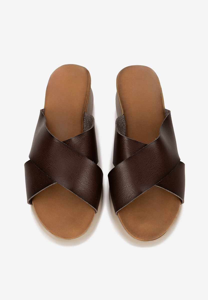 Hnedé pantofle na platformě Jadie