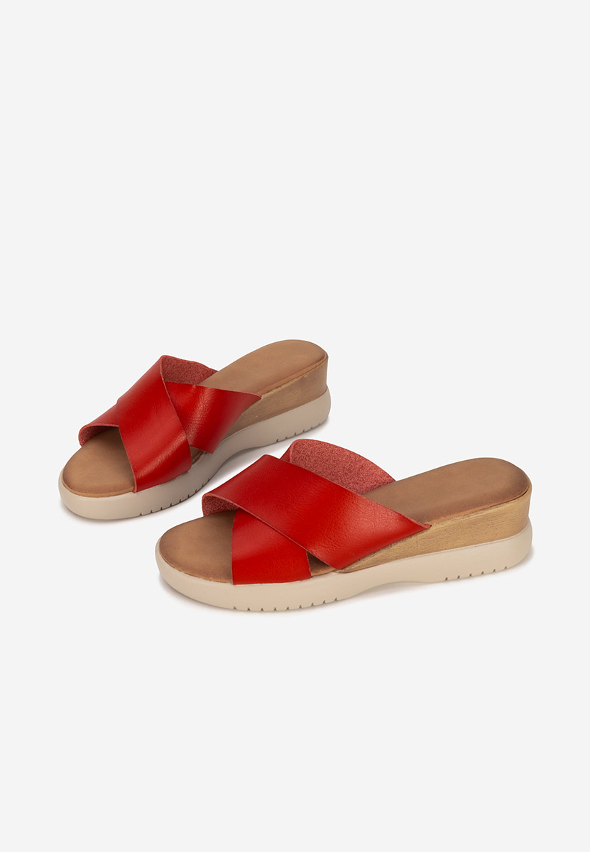 Červené pantofle na platformě Jadie