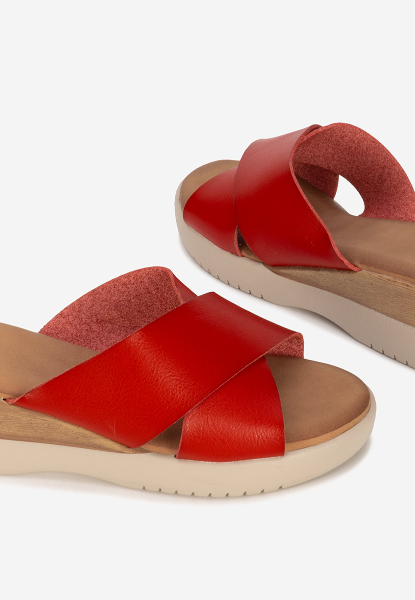 Červené pantofle na platformě Jadie