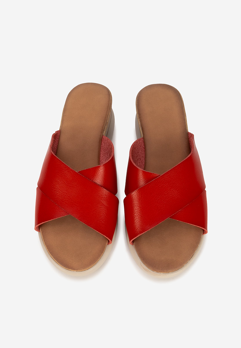 Červené pantofle na platformě Jadie