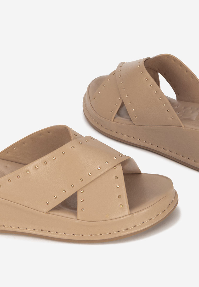 Khaki pantofle na platformě Hannia