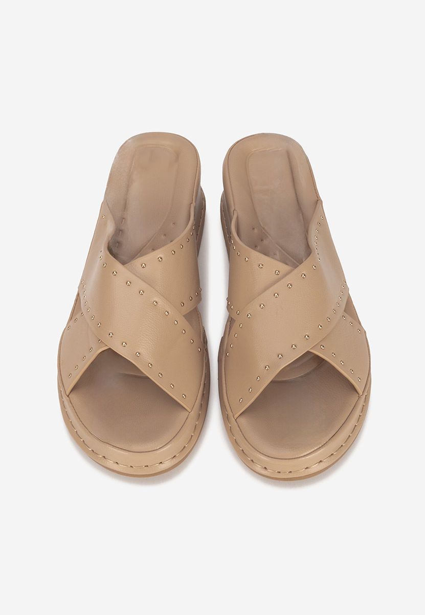 Khaki pantofle na platformě Hannia