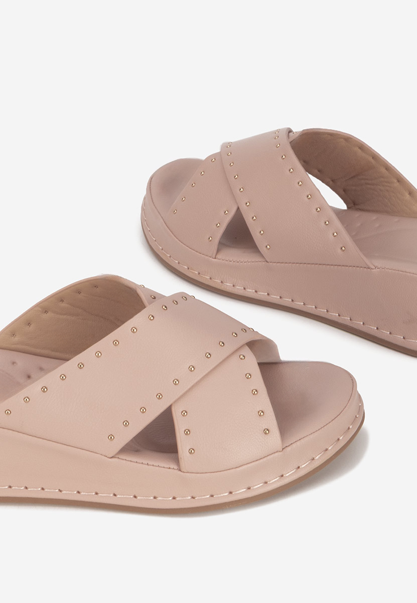 Ružové pantofle na platformě Hannia