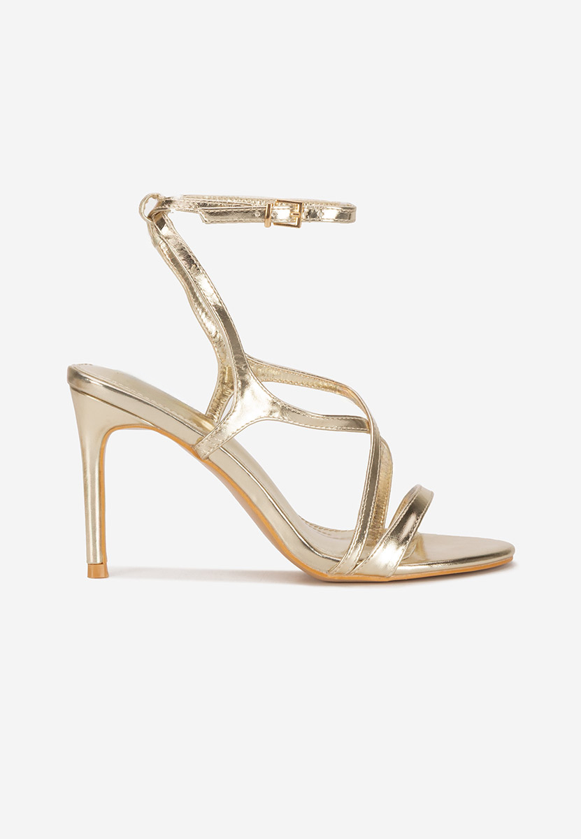 Zlaté sandály na podpatku Sorania