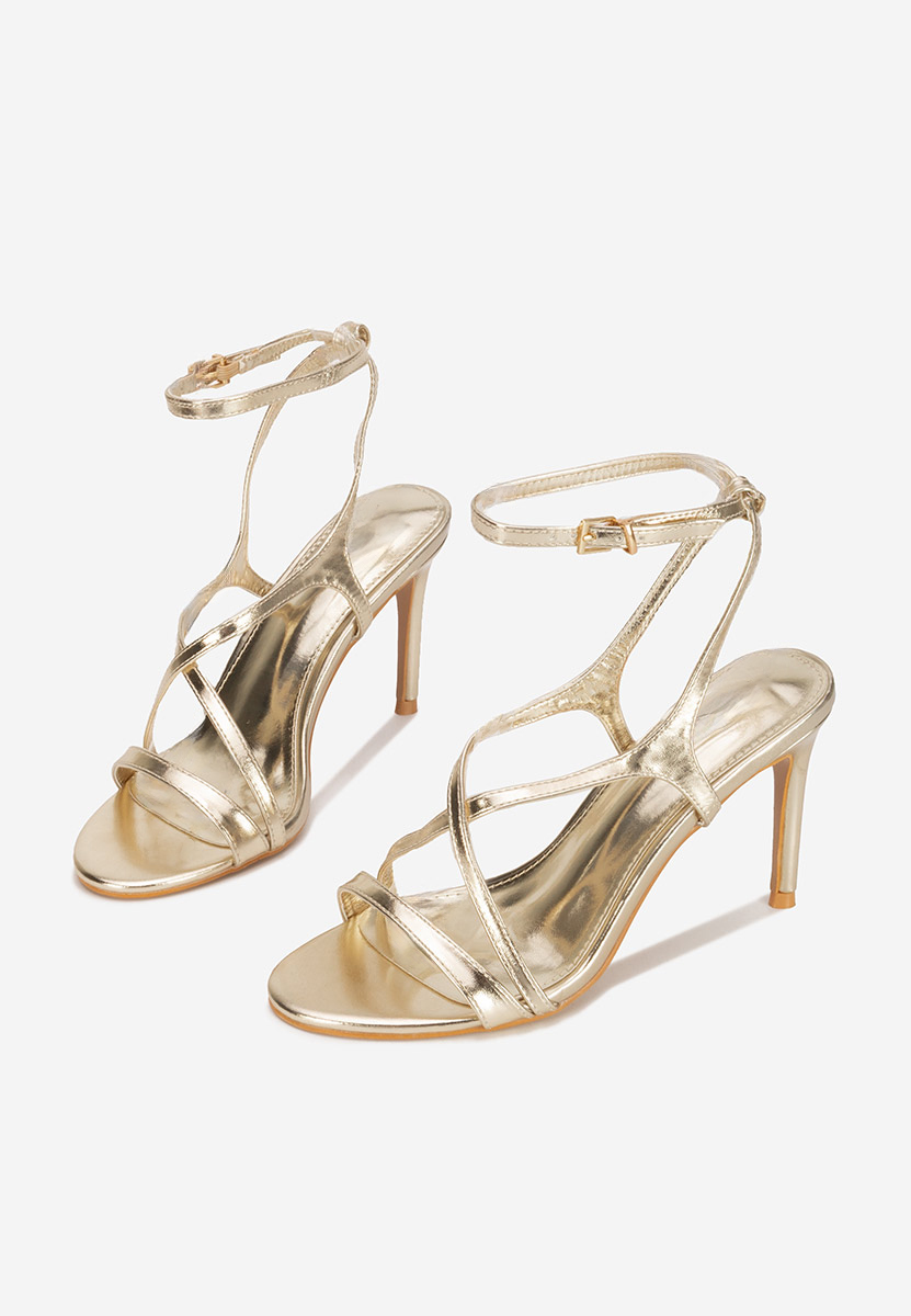 Zlaté sandály na podpatku Sorania