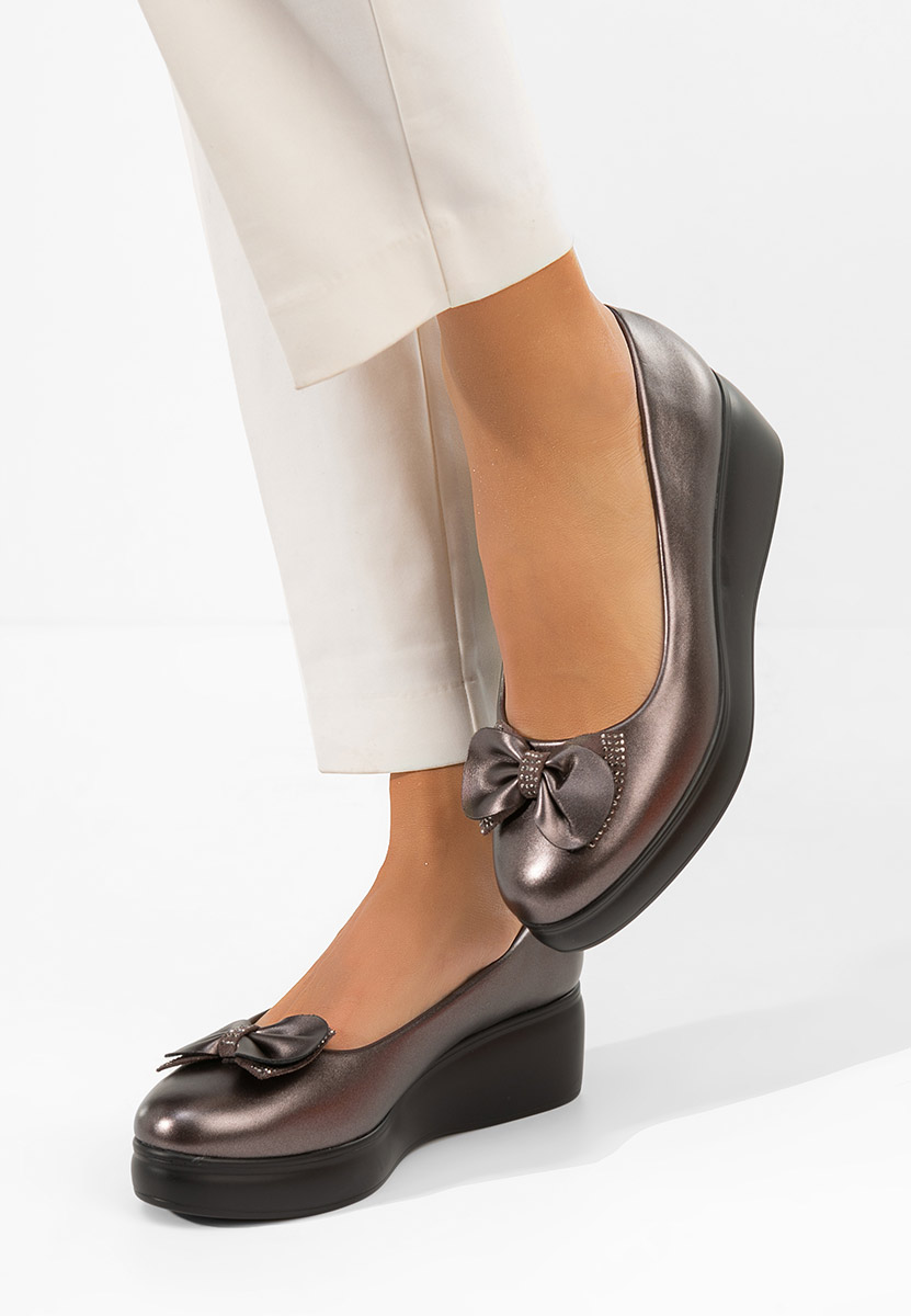 Šedé lodičky na platformě Liliane