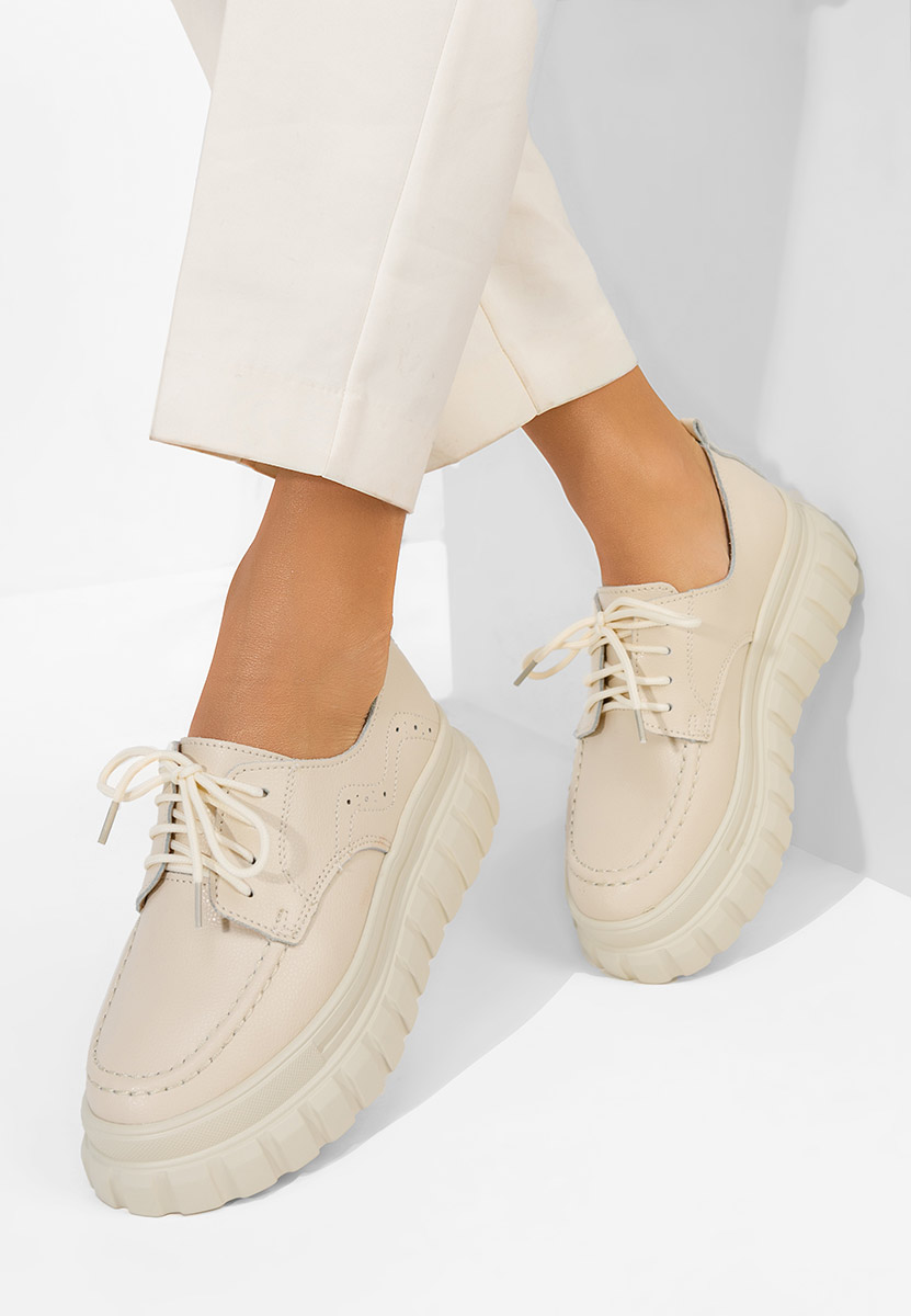 Béžové mokasíny dámské kožené Camya