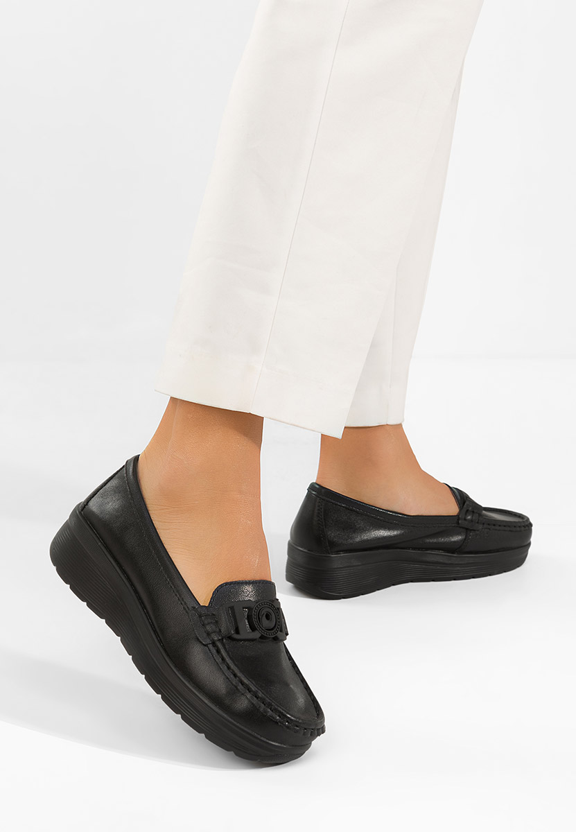 Černé mokasíny dámské kožené Gabielia