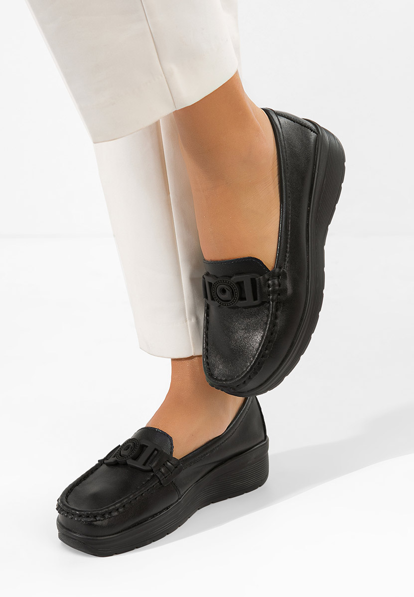 Černé mokasíny dámské kožené Gabielia