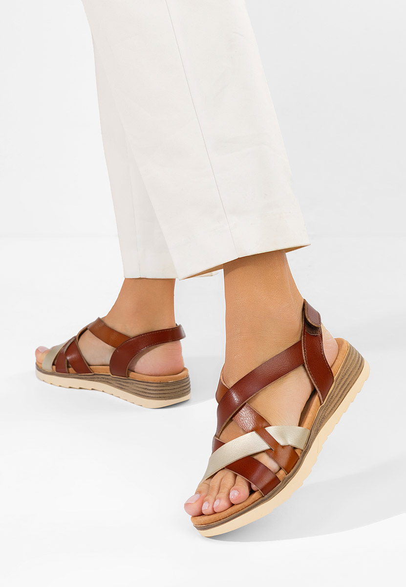 Camelové kožené sandály Sidomia