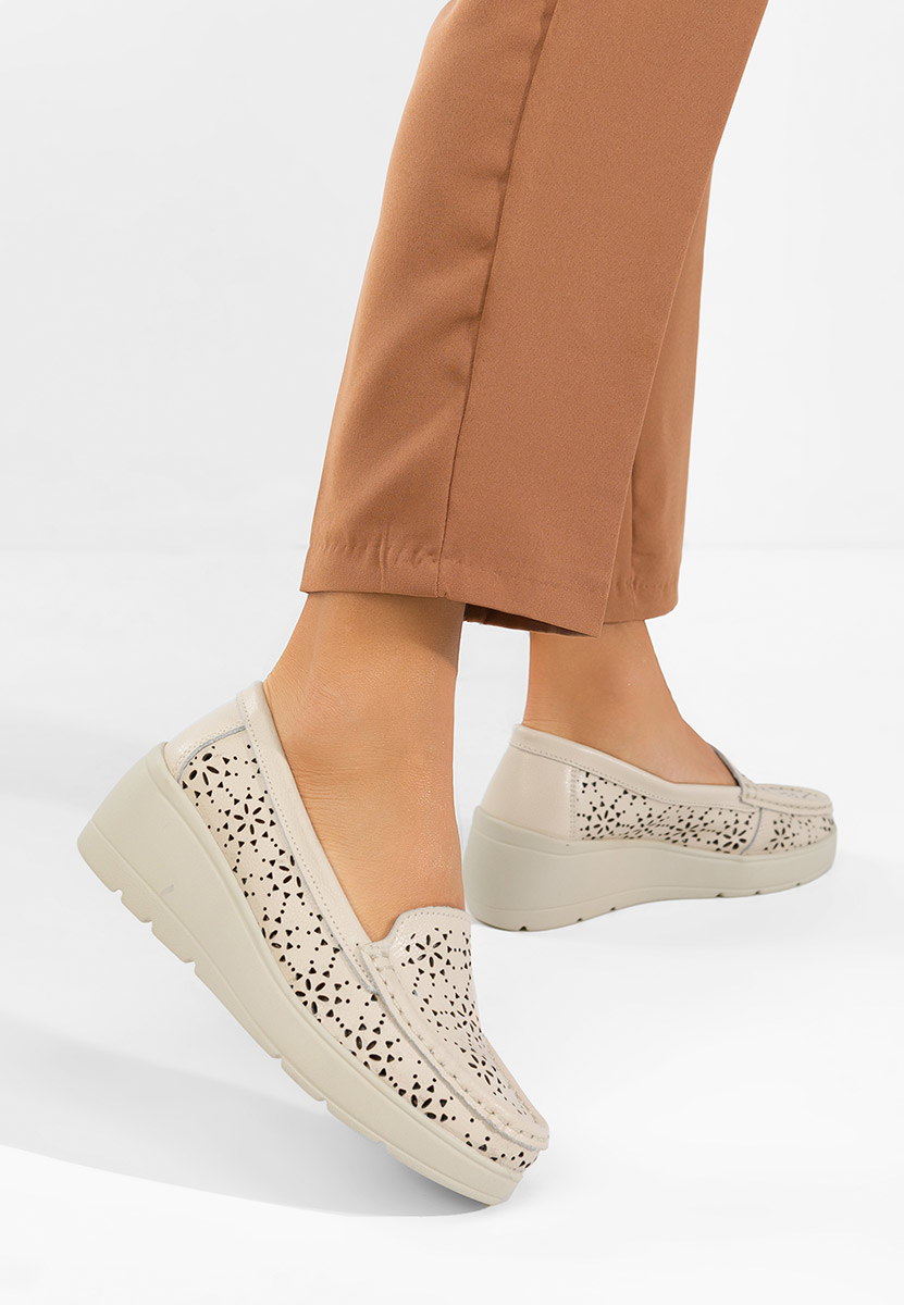 Béžové dámské kožené mokasíny Ysaia