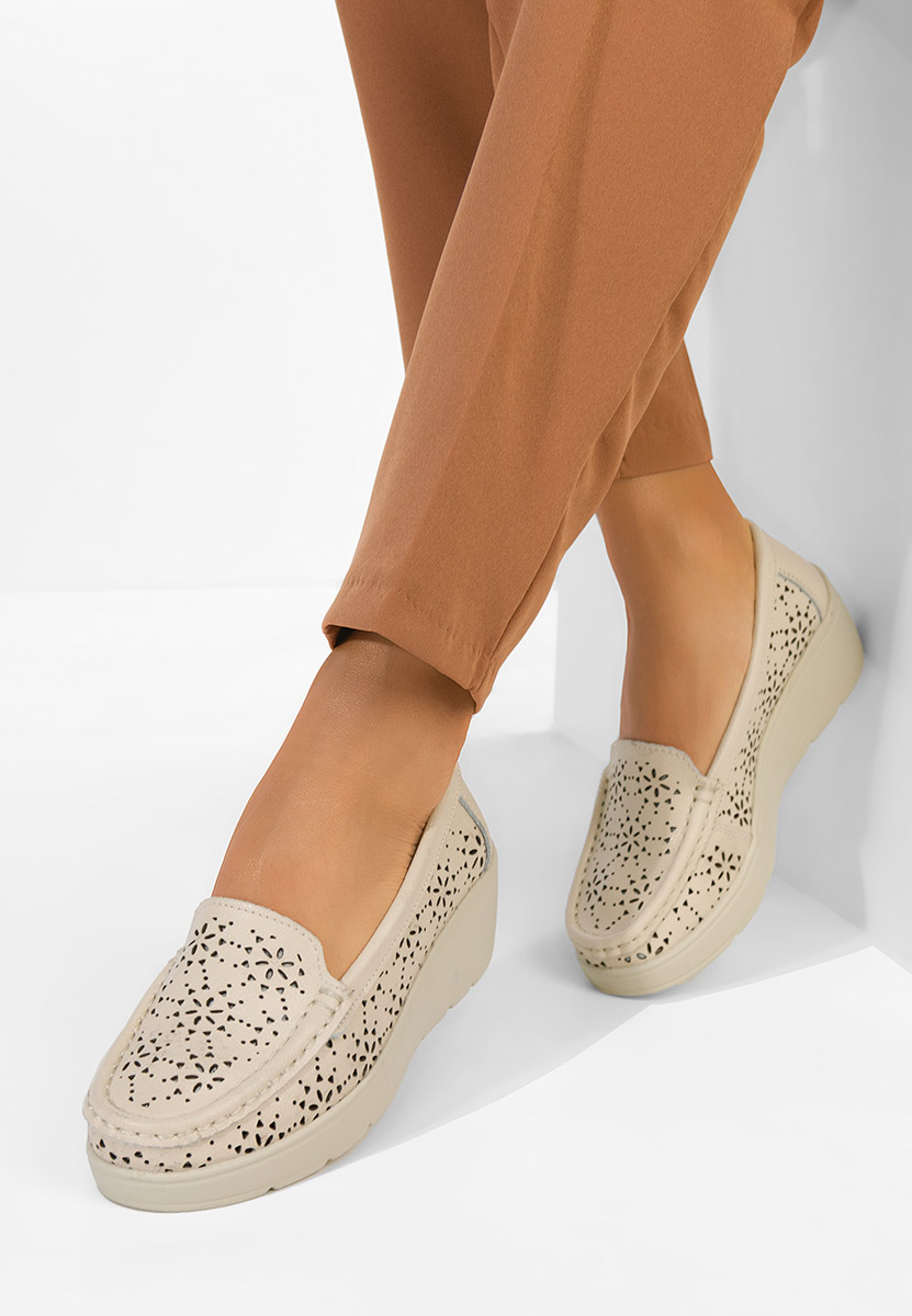 Béžové dámské kožené mokasíny Ysaia