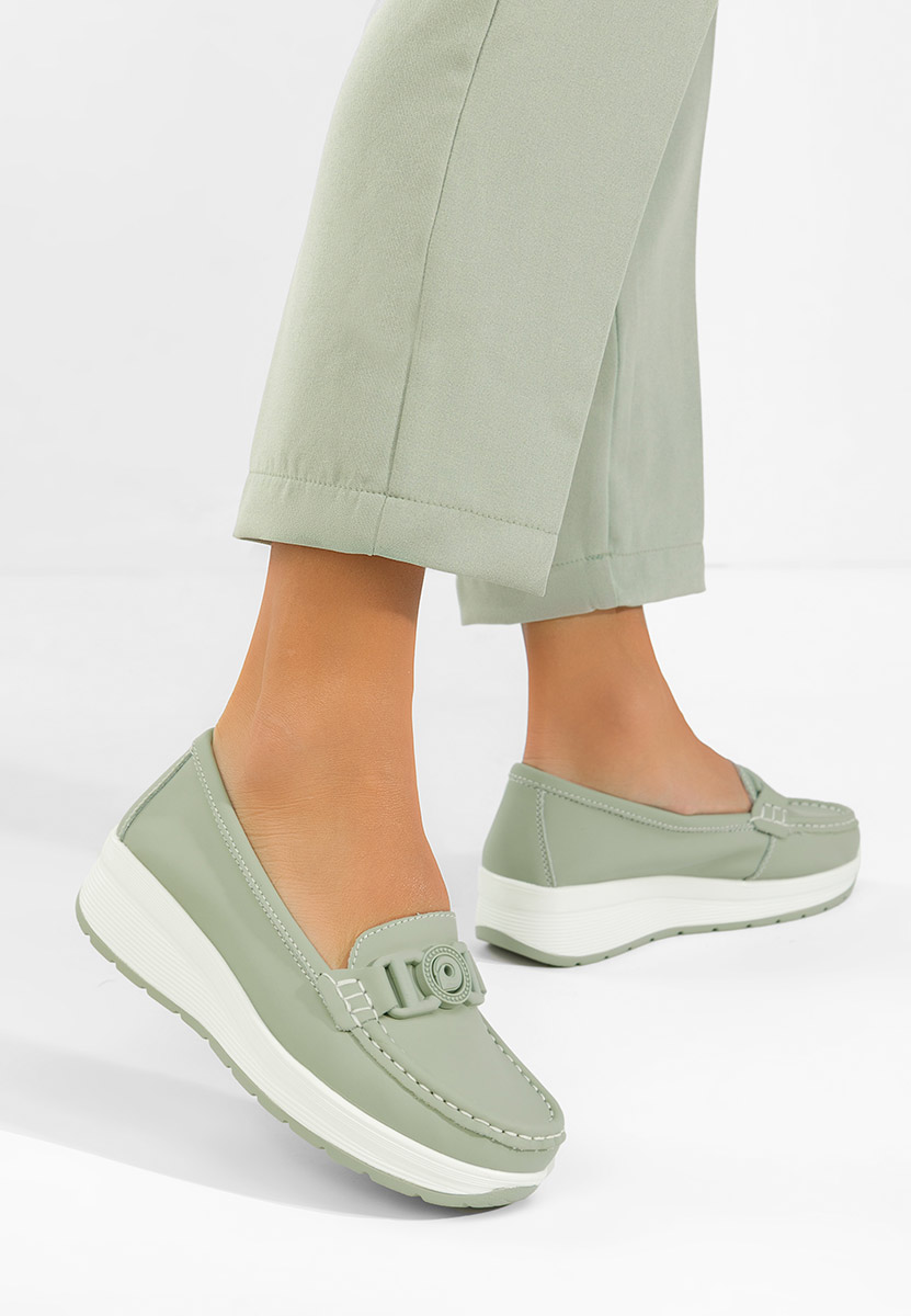 Zelené mokasíny dámské kožené Gabielia