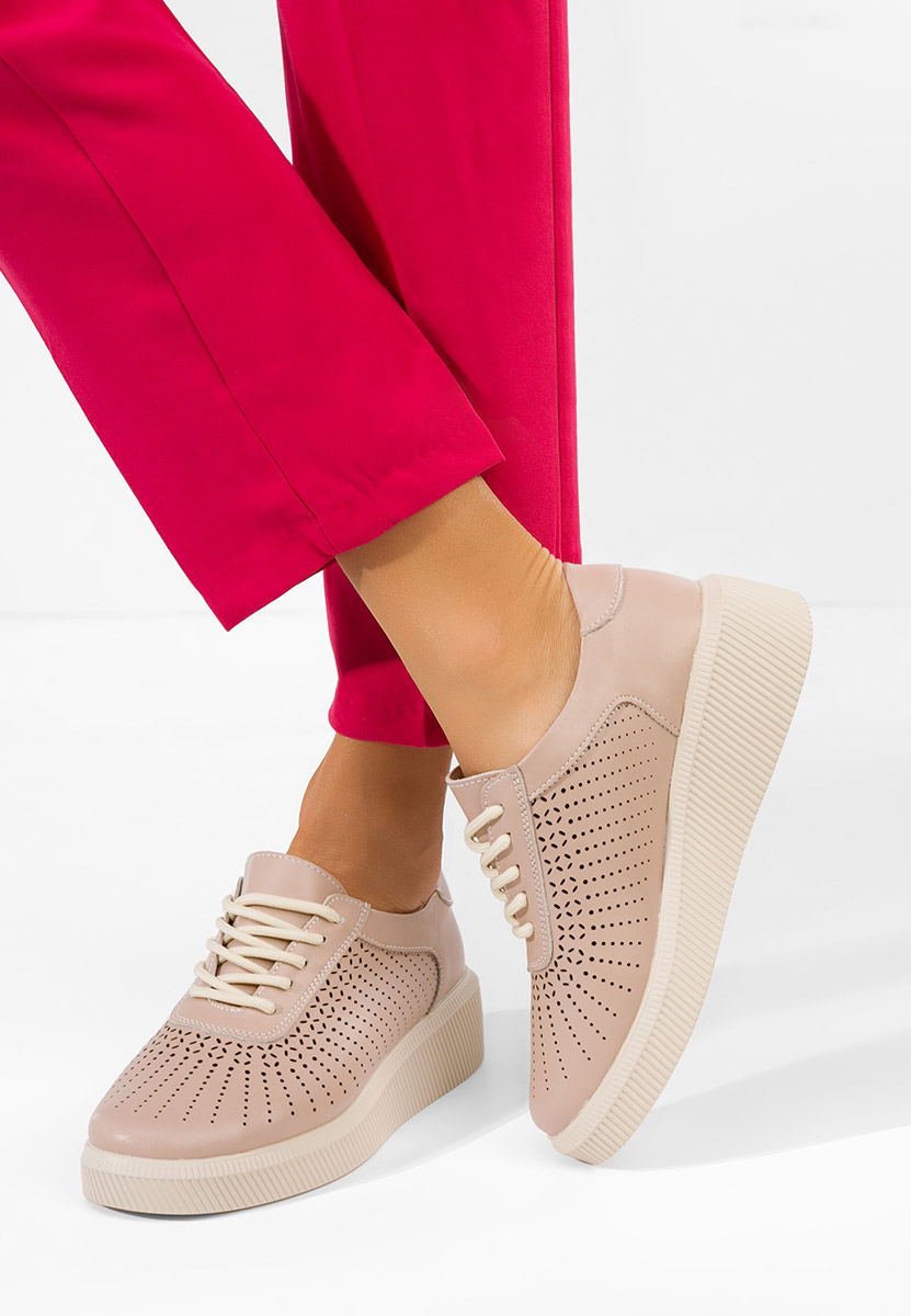 Ružové kožené dámské sneakersy Oleiana