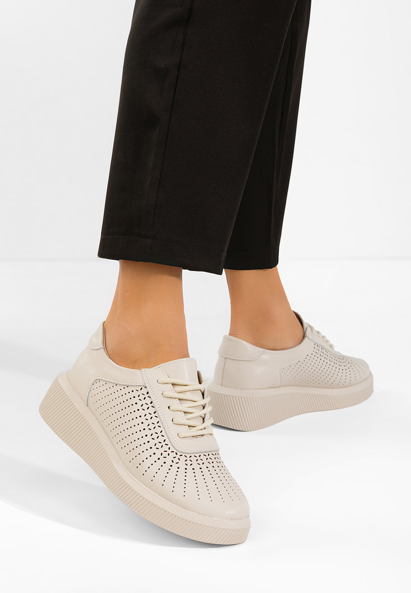 Béžové kožené dámské sneakersy Oleiana