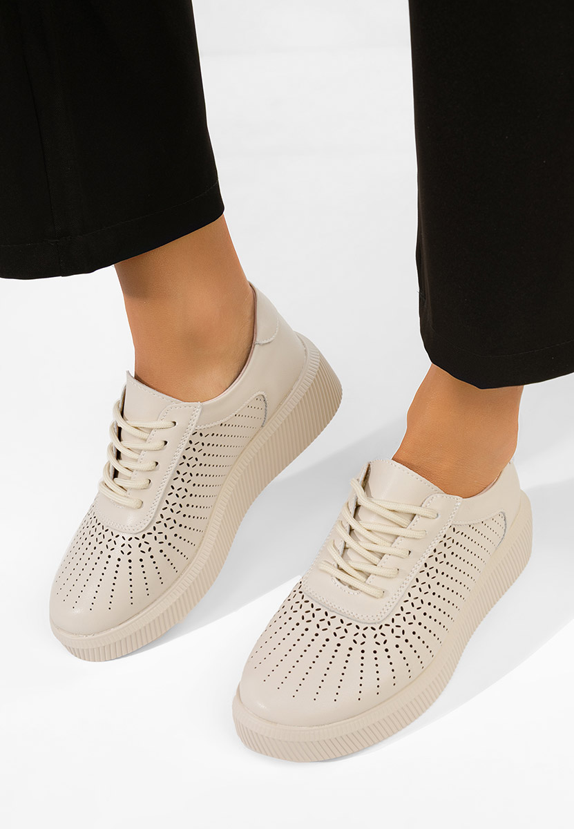Béžové kožené dámské sneakersy Oleiana