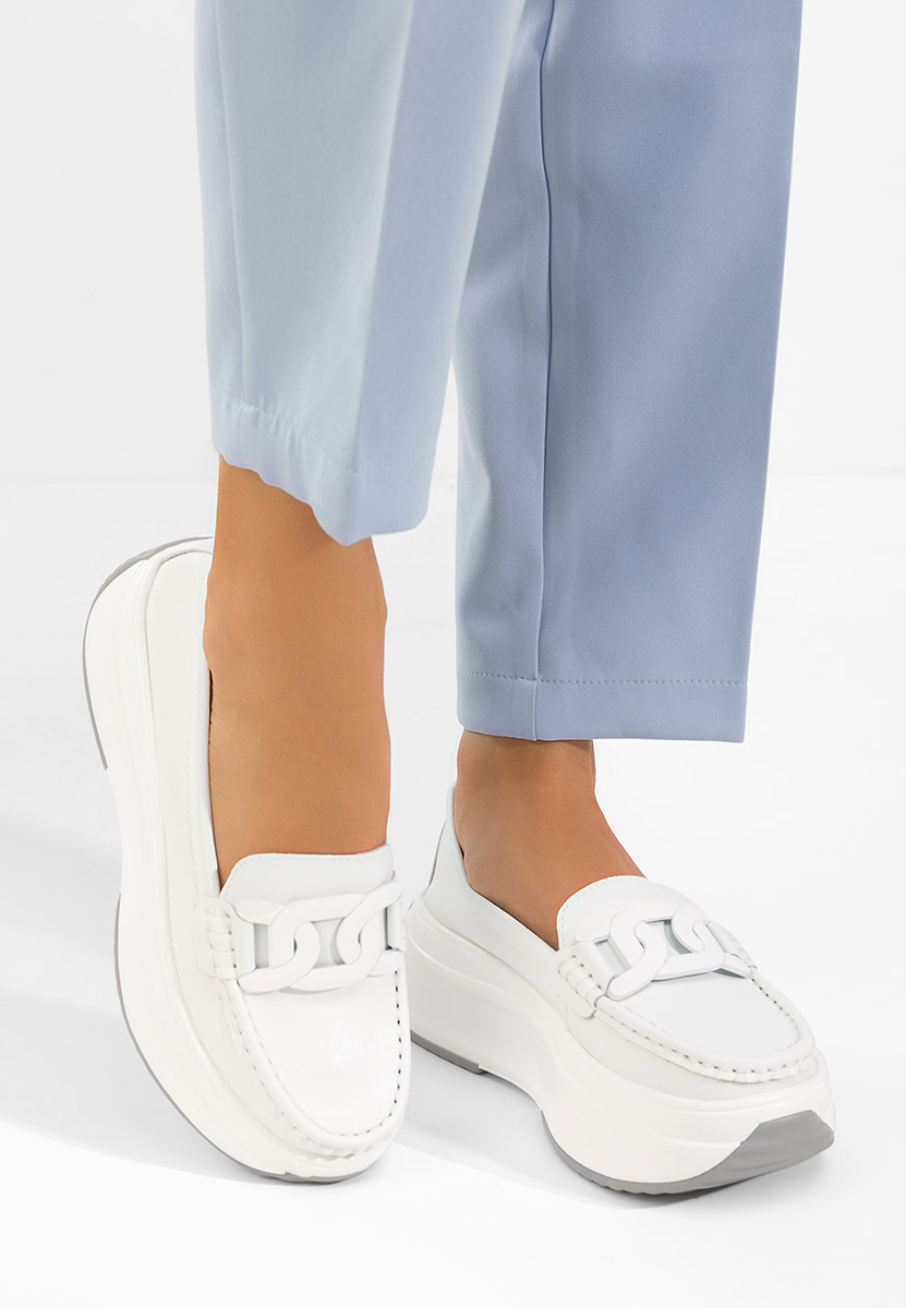 Bílé dámské kožené mokasíny Mivea