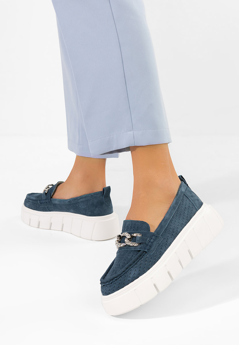 Tmavě modré dámské kožené mokasíny Tryna