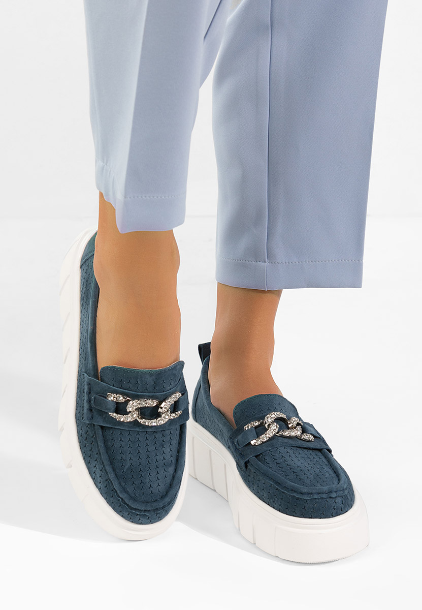 Tmavě modré dámské kožené mokasíny Tryna