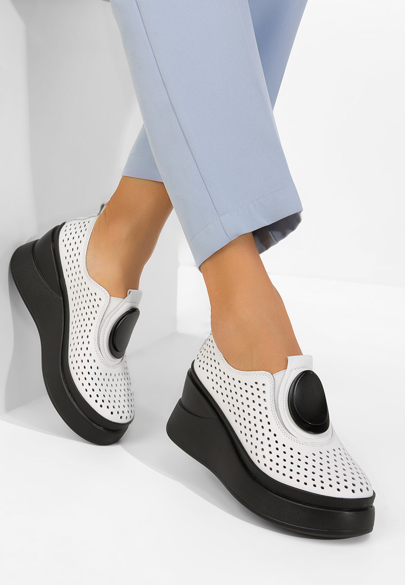 Bílé dámské polobotky na platformě Aleksa