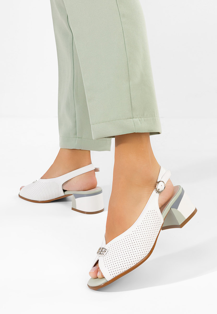 Bílé kožené sandály dámské Rabiela